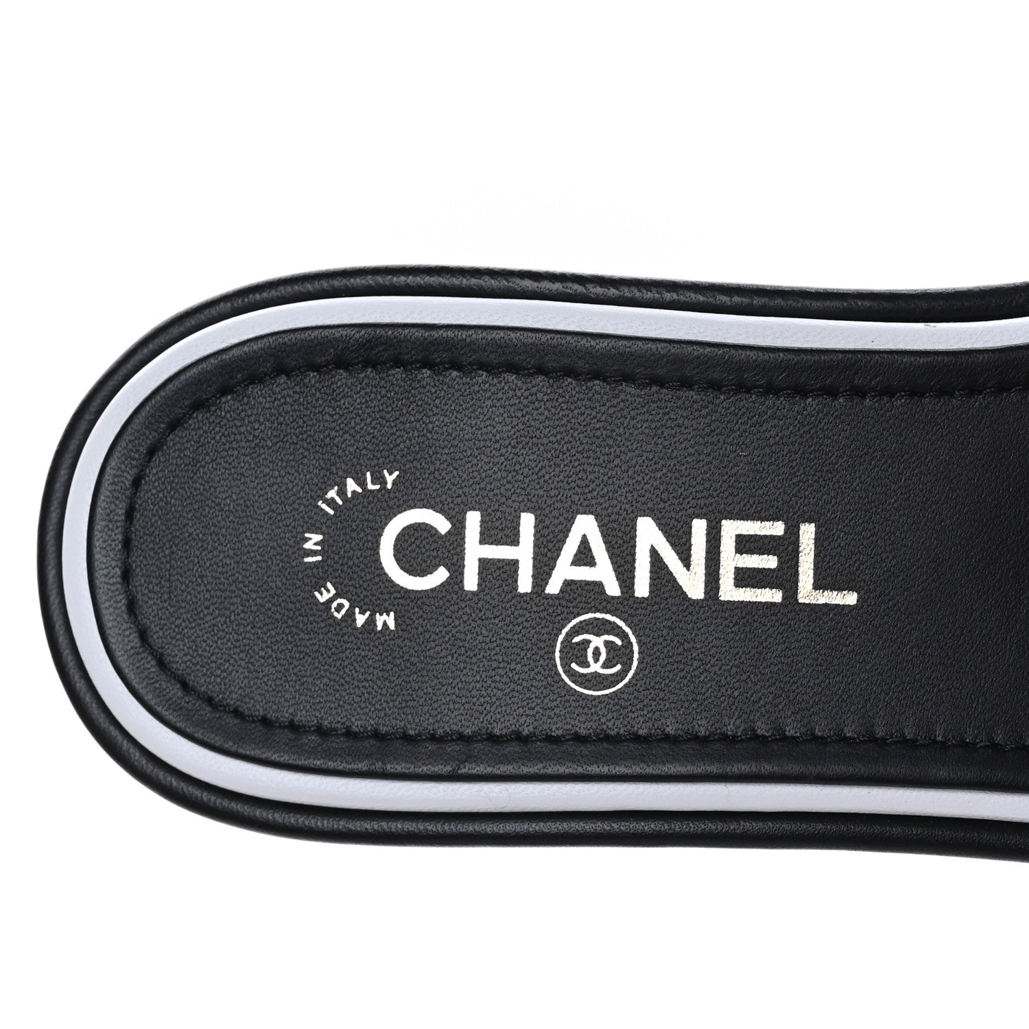 Chanel Lambskin Embroidered CC Mule Sandal 39 Black White 8 of 9