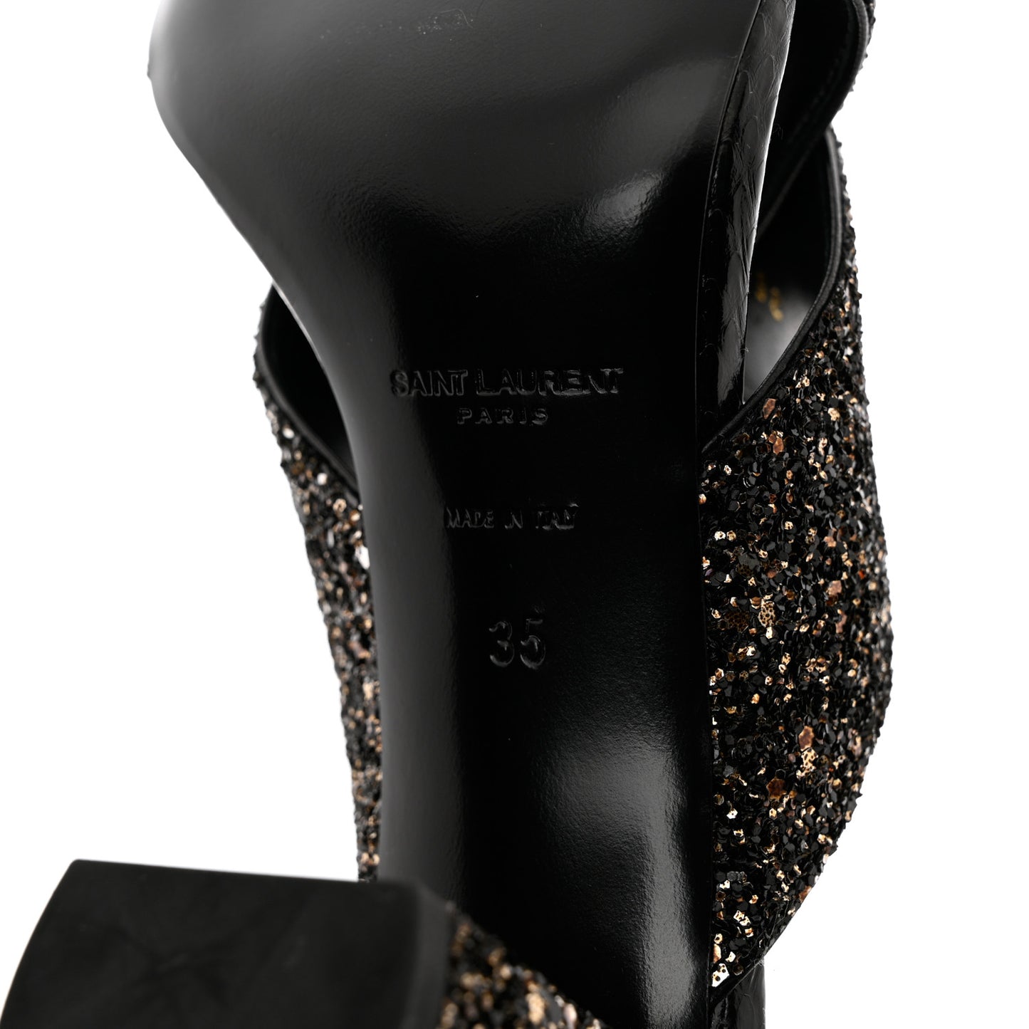 Glitter LouLou 70 Mule Sandals 35 Black Gold