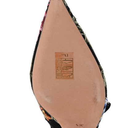 Christian Dior Ribbon Petites Fleurs Embroidered J'Adior Slingback Pumps 36.5 Black 7 of 13