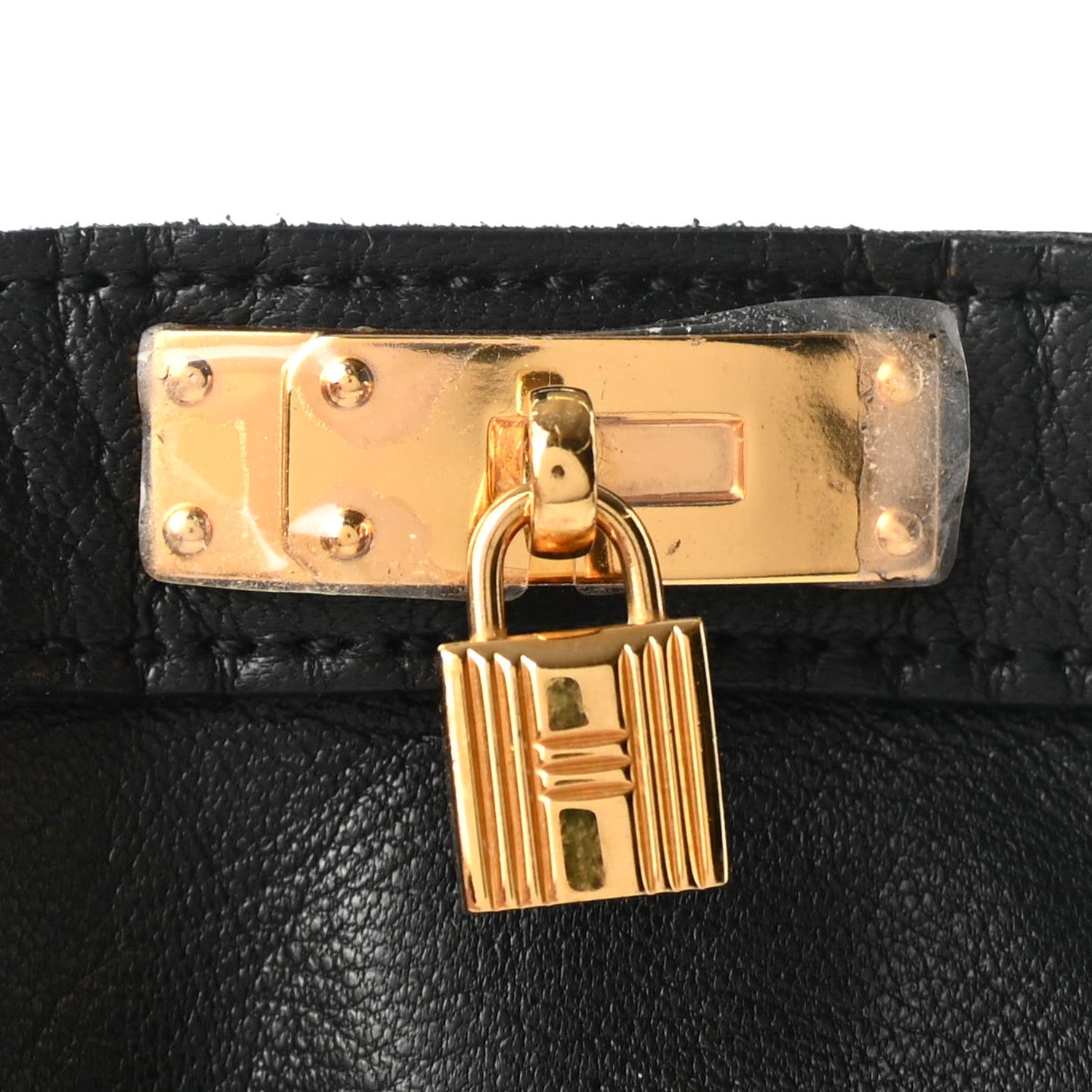 Hermes Lambskin Soya Kelly Lock Gloves 7 Black 5 of 6