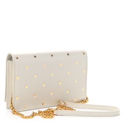 Saint Laurent Calfskin Star Print Monogram Kate Tassel Chain Wallet White Gold 3 of 9