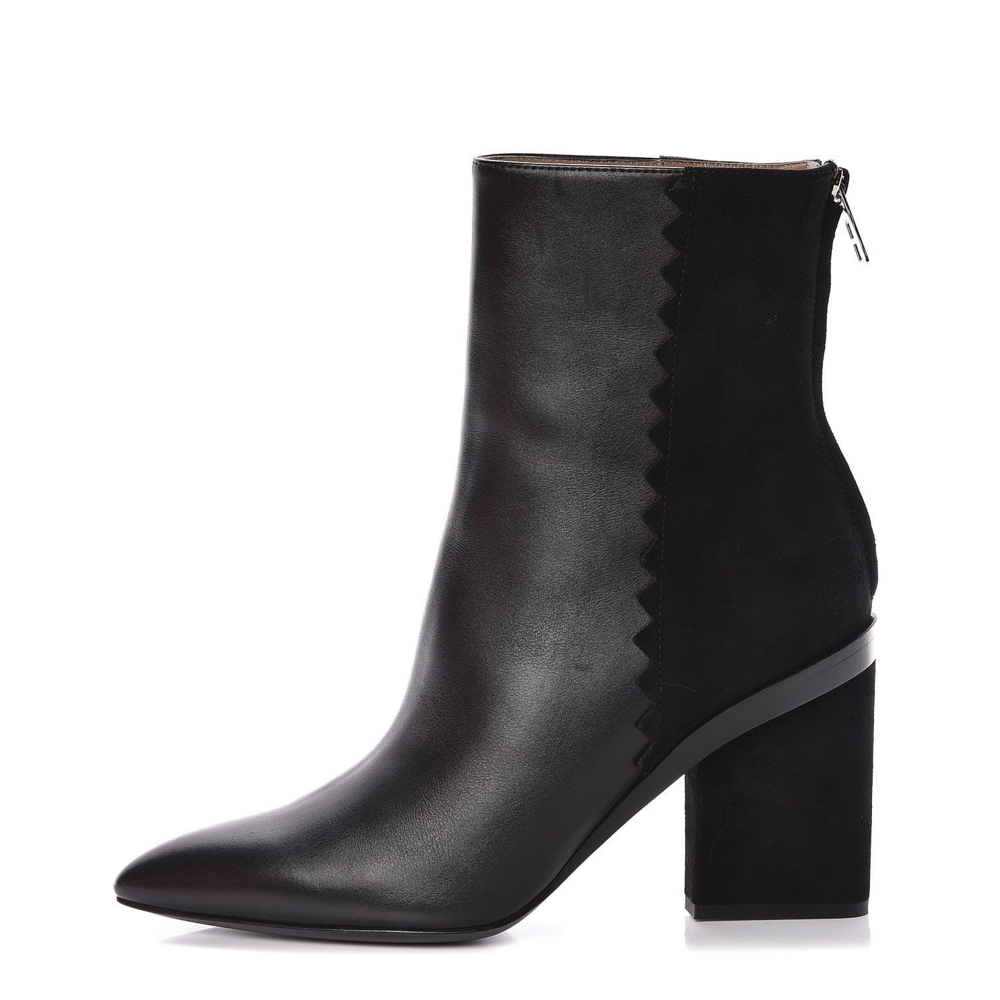 Calfskin Velvet Goatskin Womens Proof Low Boot 38.5 Black