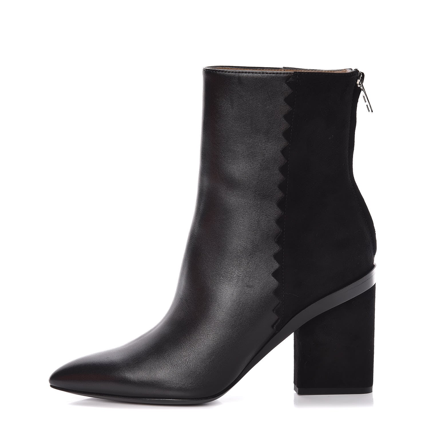 Hermes Calfskin Velvet Goatskin Womens Proof Low Boot 38.5 Black 1 of 9