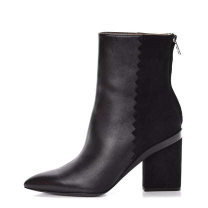 Hermes Calfskin Velvet Goatskin Womens Proof Low Boot 38.5 Black 1 of 9
