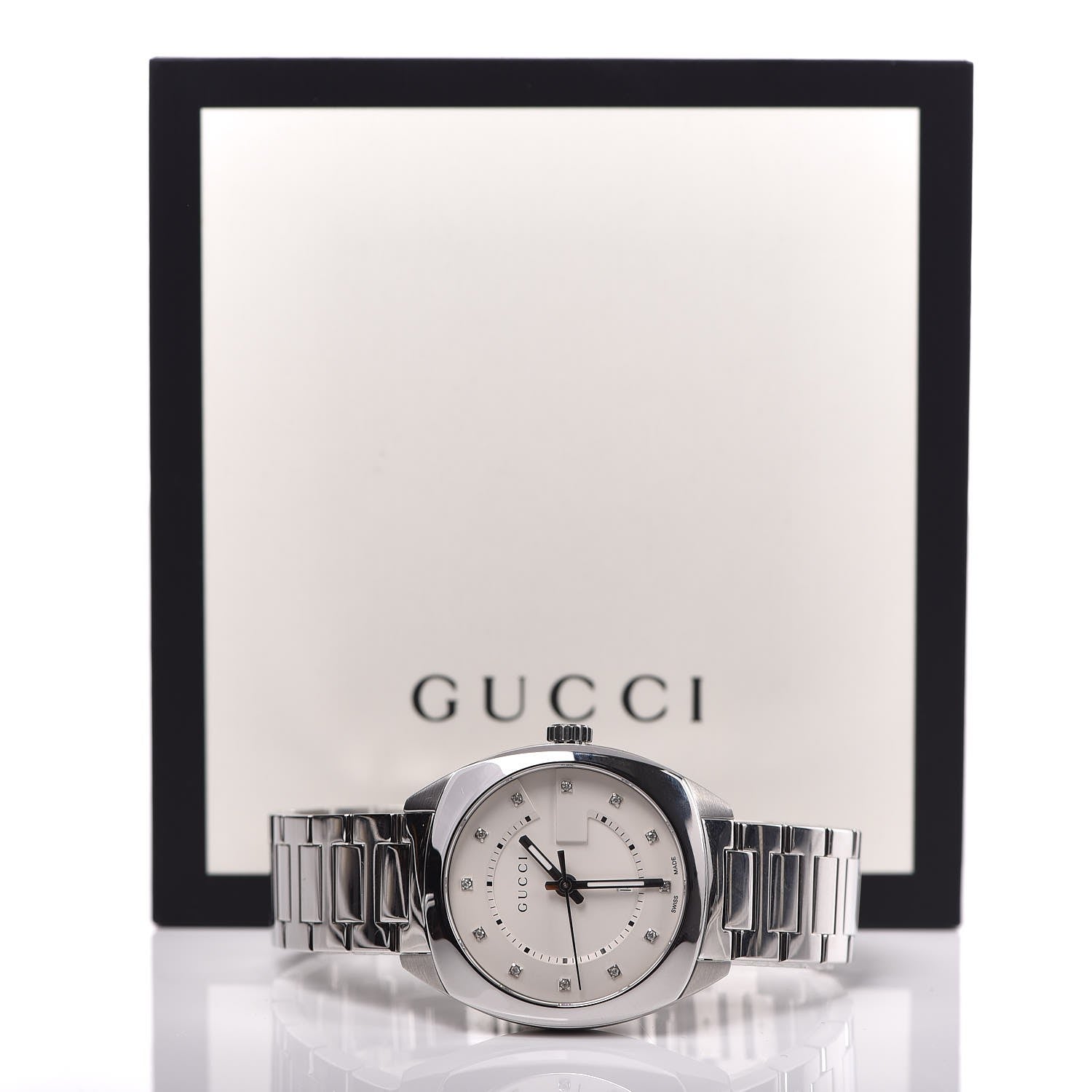 Gucci Stainless Steel Diamond 37mm G-Timeless Quartz Watch White 9 of 9