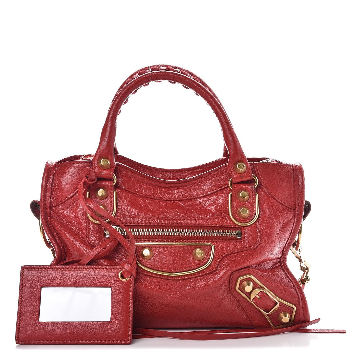 Agneau Gold Metallic Edge Hardware Mini City Rouge Rubis