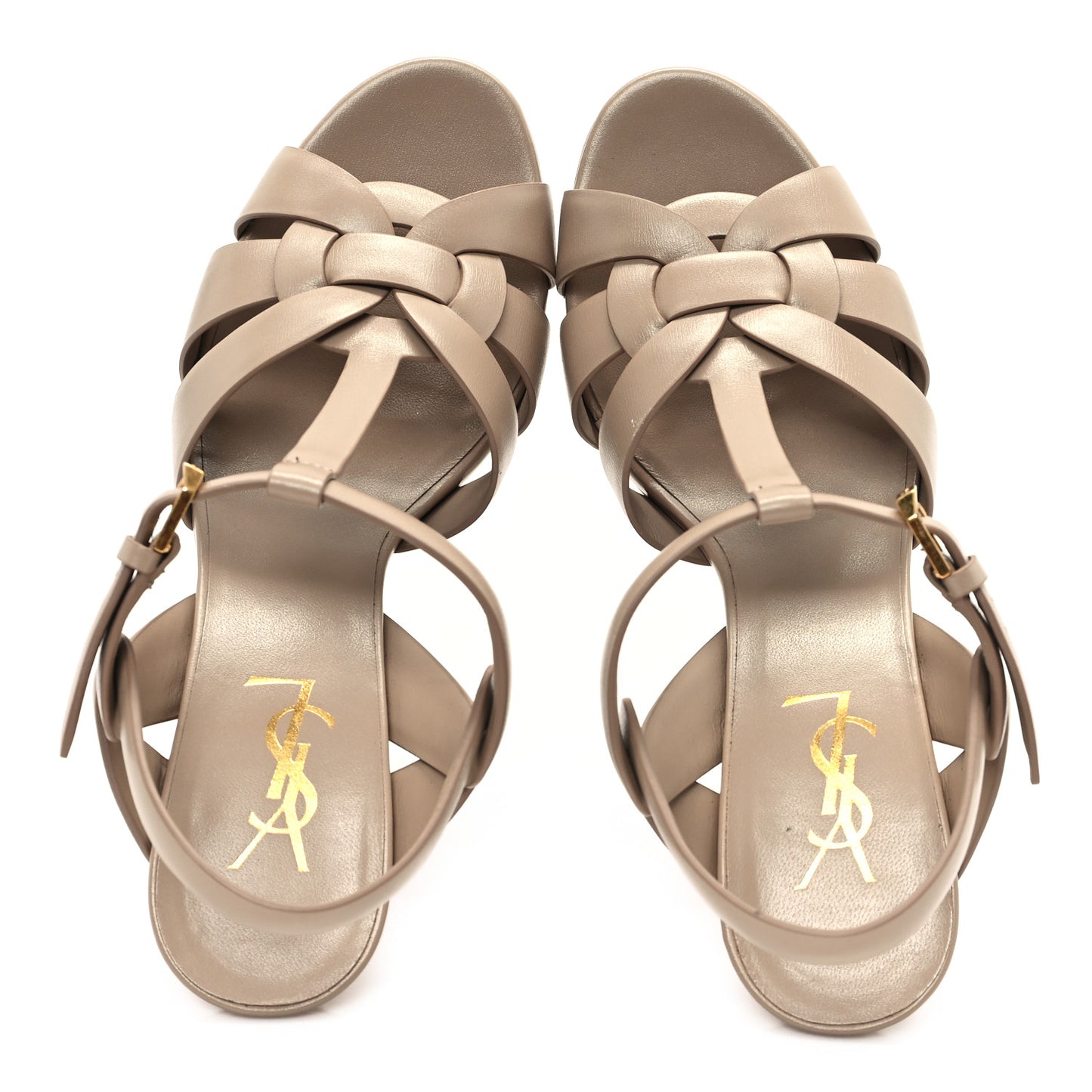 Calfskin Tribute 75 Platform Sandals 38 Dark Beige