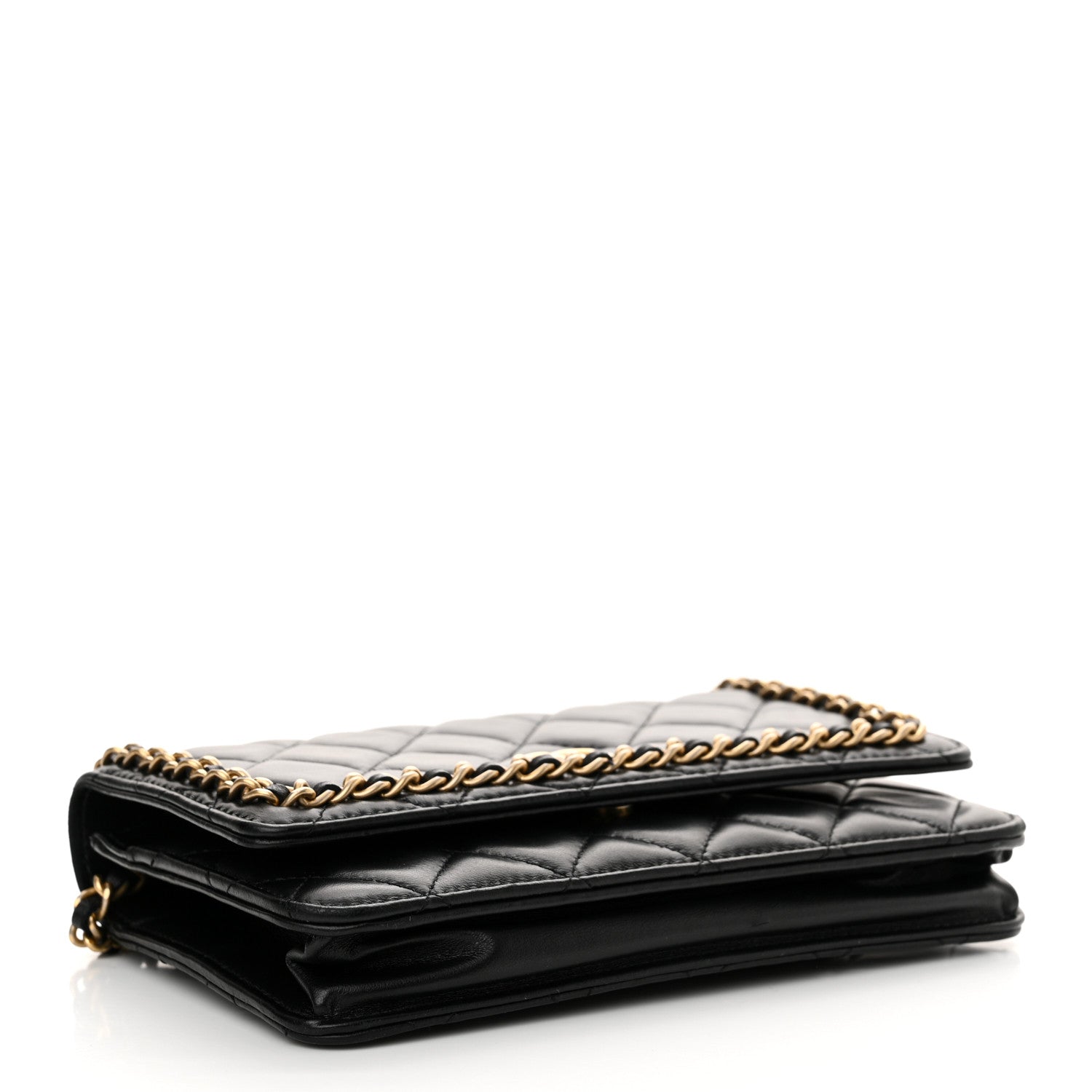 Chanel Lambskin Quilted Chain Around Wallet On Chain WOC Black 4 of 13