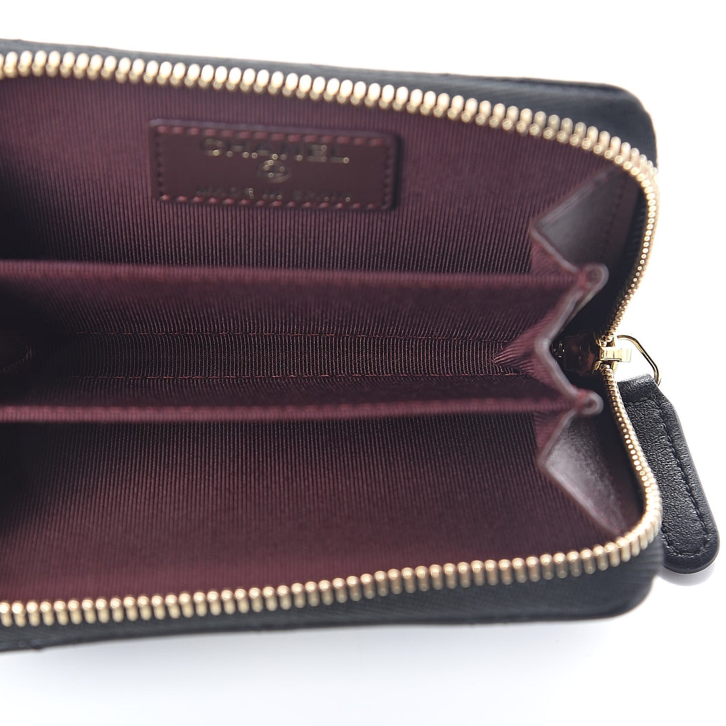 Lambskin Quilted Zip Coin Purse Black