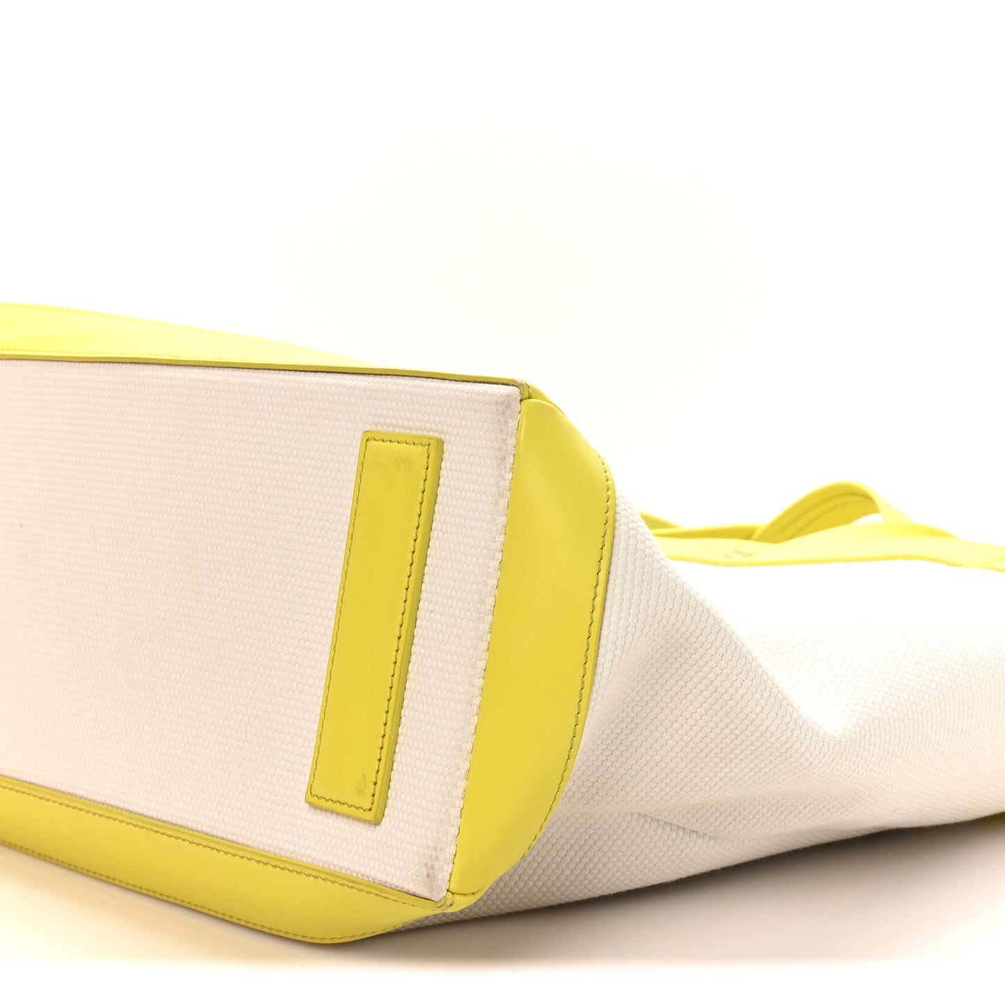 Canvas Calfskin Mini Logo Tote White Yellow