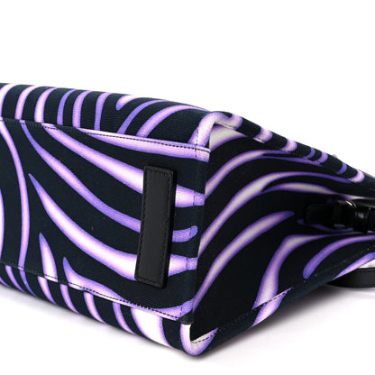 Versace Canvas Calfskin Zebra La Medusa Small Tote Bag Purple Black 10 of 10