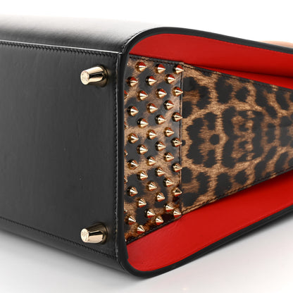 Christian Louboutin Calfskin Patent Leopard Spiked Large Paloma Black 9 of 9