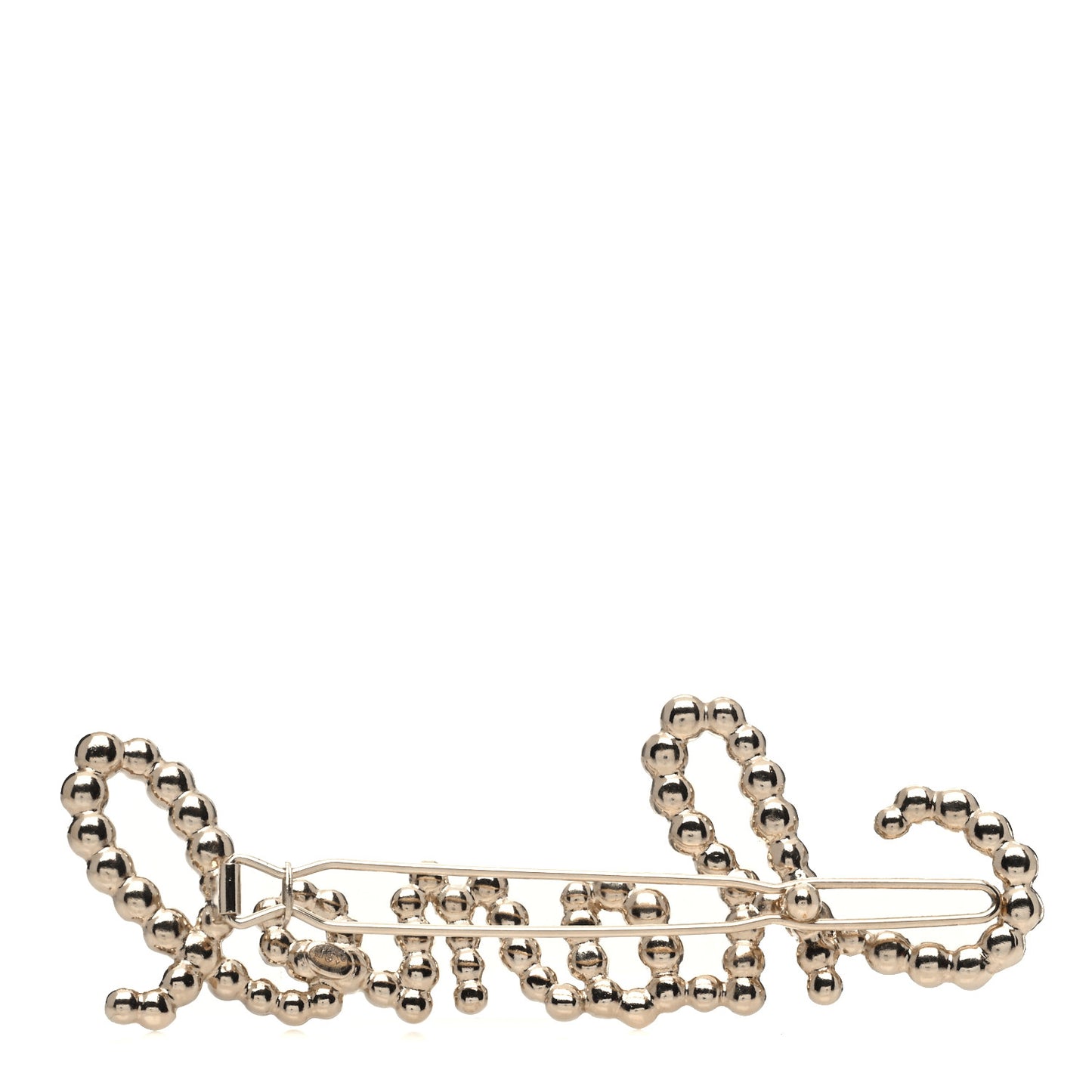 Metal Glass Swirling Pearls Hair Clip Gold