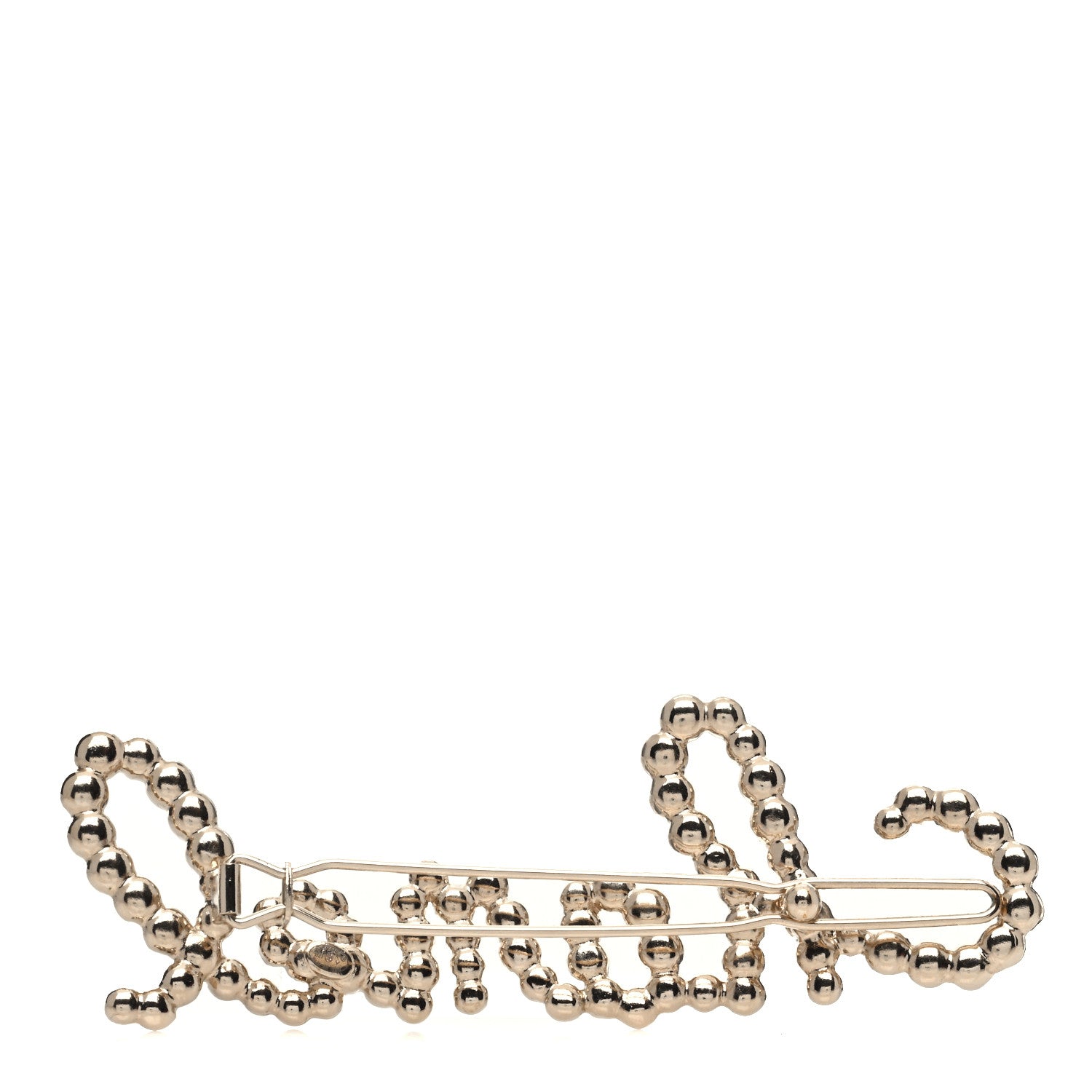Chanel Metal Glass Swirling Pearls Hair Clip Gold 3 of 4