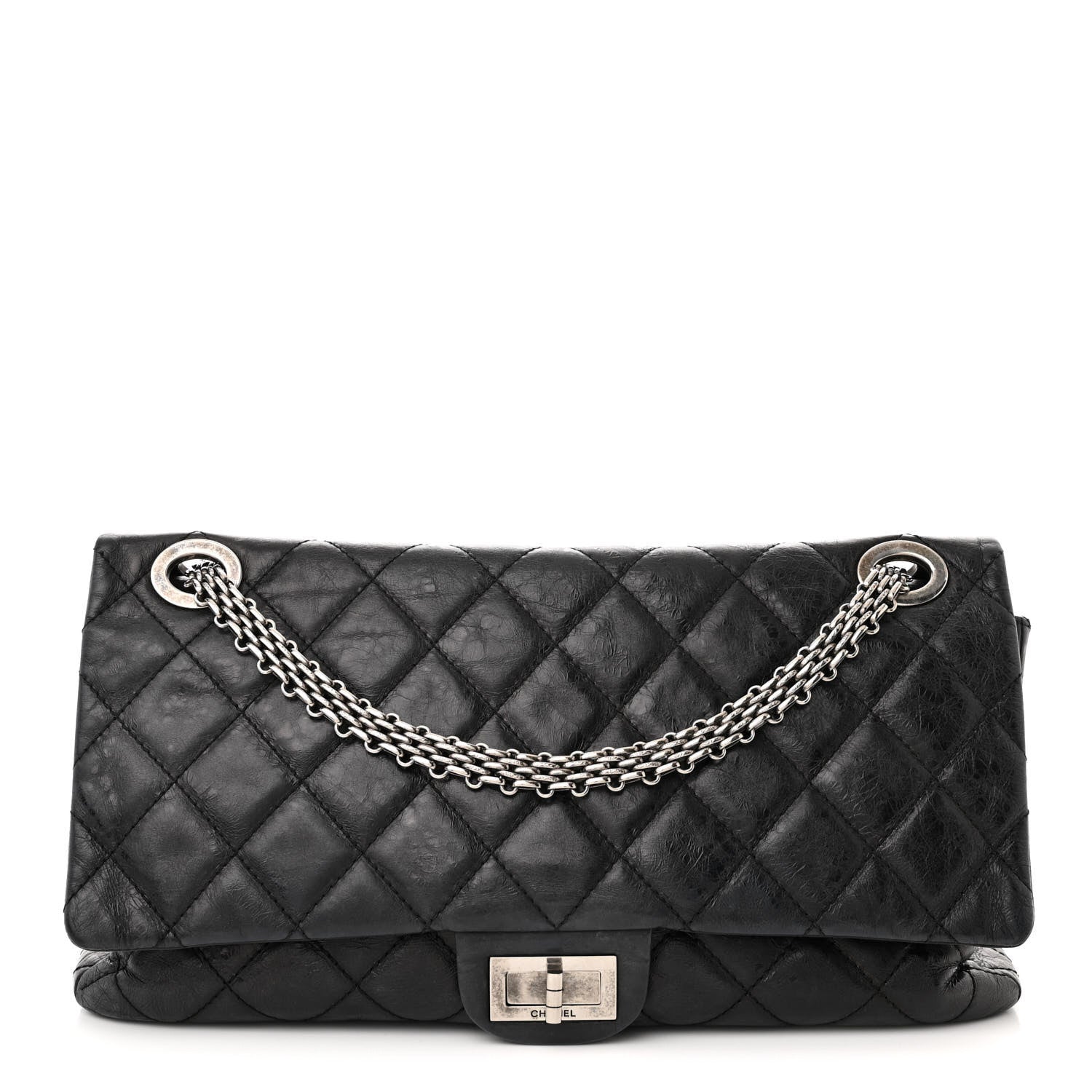 Chanel Metallic Aged Calfskin Quilted 2.55 Reissue 228 Flap Black 1 of 10