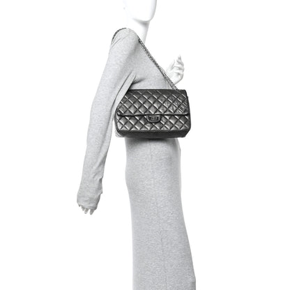 Chanel Metallic Aged Calfskin Quilted 2.55 Reissue 226 Flap Dark Grey 2 of 10