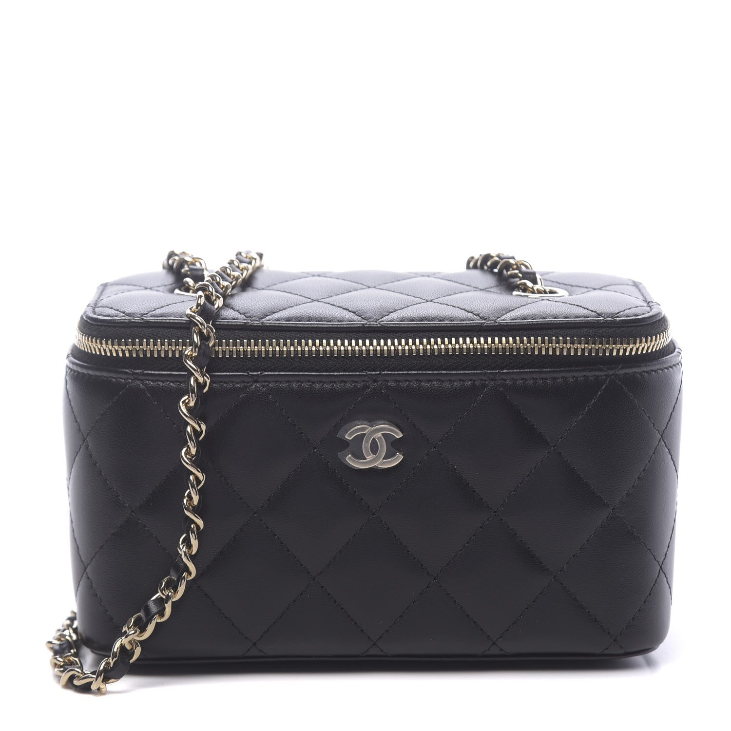 Chanel Lambskin Quilted Small Vanity Case With Chain Black 1 of 11