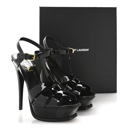 Saint Laurent Patent Tribute 105 Platform Sandals 39 Black 9 of 9