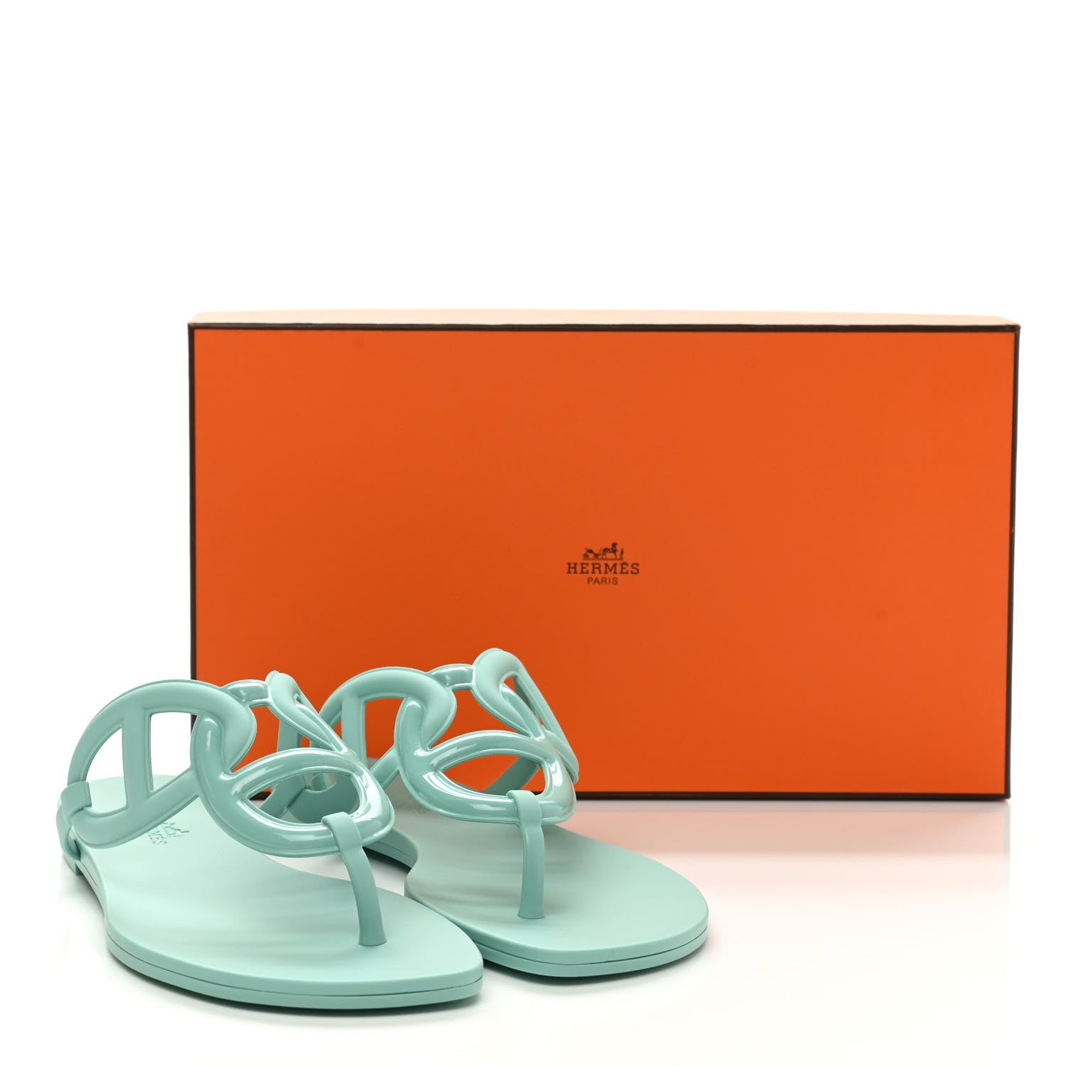 Hermes Rubber Womens Egerie Sandals 37 Vert Embrun 8 of 8