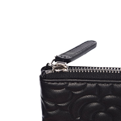 Chanel Goatskin Camellia Embossed Cosmetic Pouch Black 8 of 9