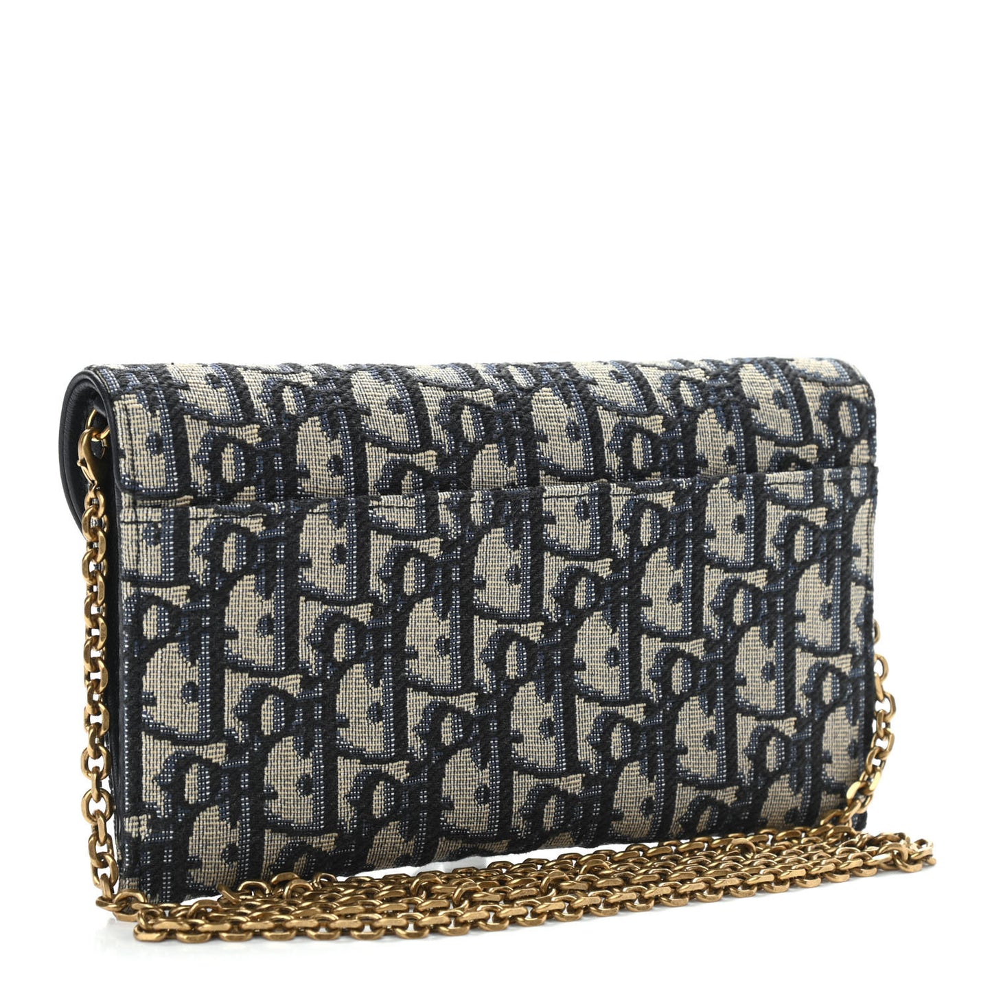 Oblique Saddle Chain Long Wallet Blue