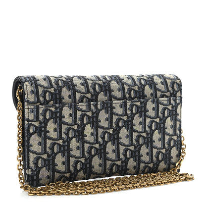 Christian Dior Oblique Saddle Chain Long Wallet Blue 4 of 12