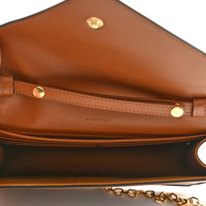 Celine Triomphe Canvas Calfskin Wallet on Chain Tan 5 of 10