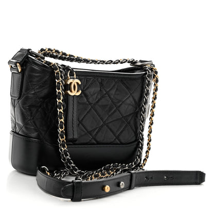 Chanel Aged Calfskin Quilted Small Gabrielle Hobo Black 3 of 10