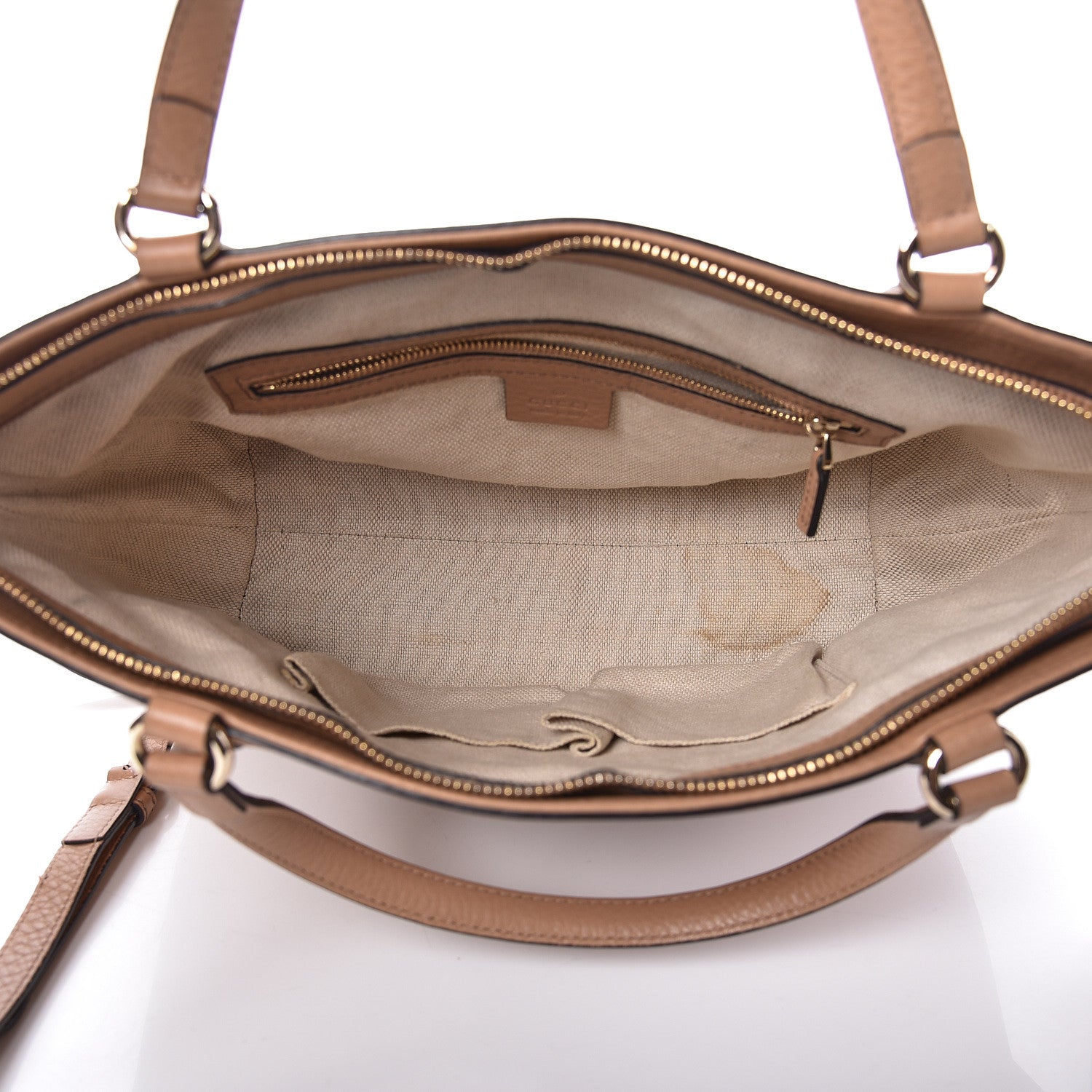 Gucci Pebbled Calfskin Small Soho Top Handle Bag Camelia 10 of 11