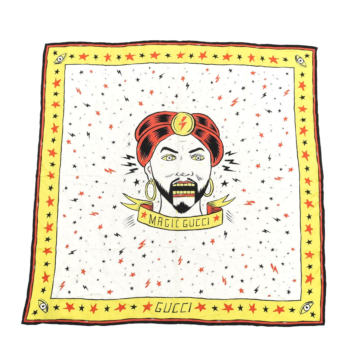 Silk Magician Print Square Scarf Multicolor