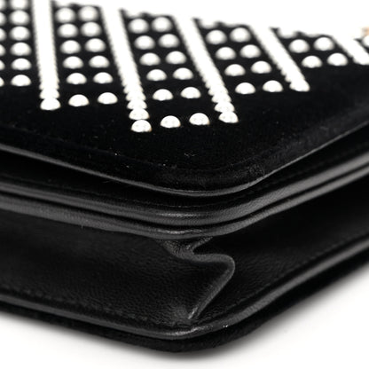 Chanel Velvet Pearl Diamond Embellished Wallet On Chain WOC Black 11 of 13