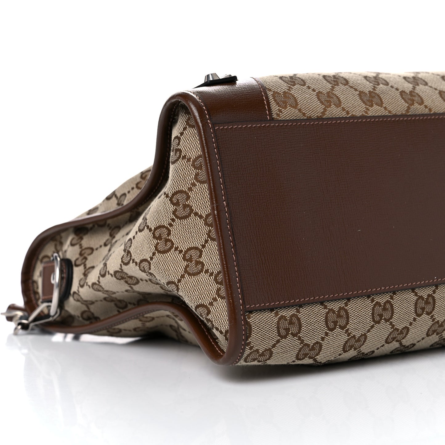 X GUCCI GG Monogram Azalea Calfskin Neo Classic Silver Hardware Medium City Beige Ebony Brown Sugar