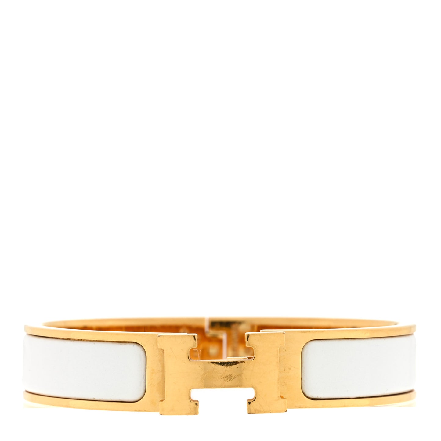 Enamel Narrow Clic Clac H Bracelet PM White