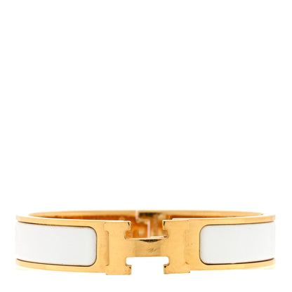 Hermes Enamel Narrow Clic Clac H Bracelet PM White 1 of 3