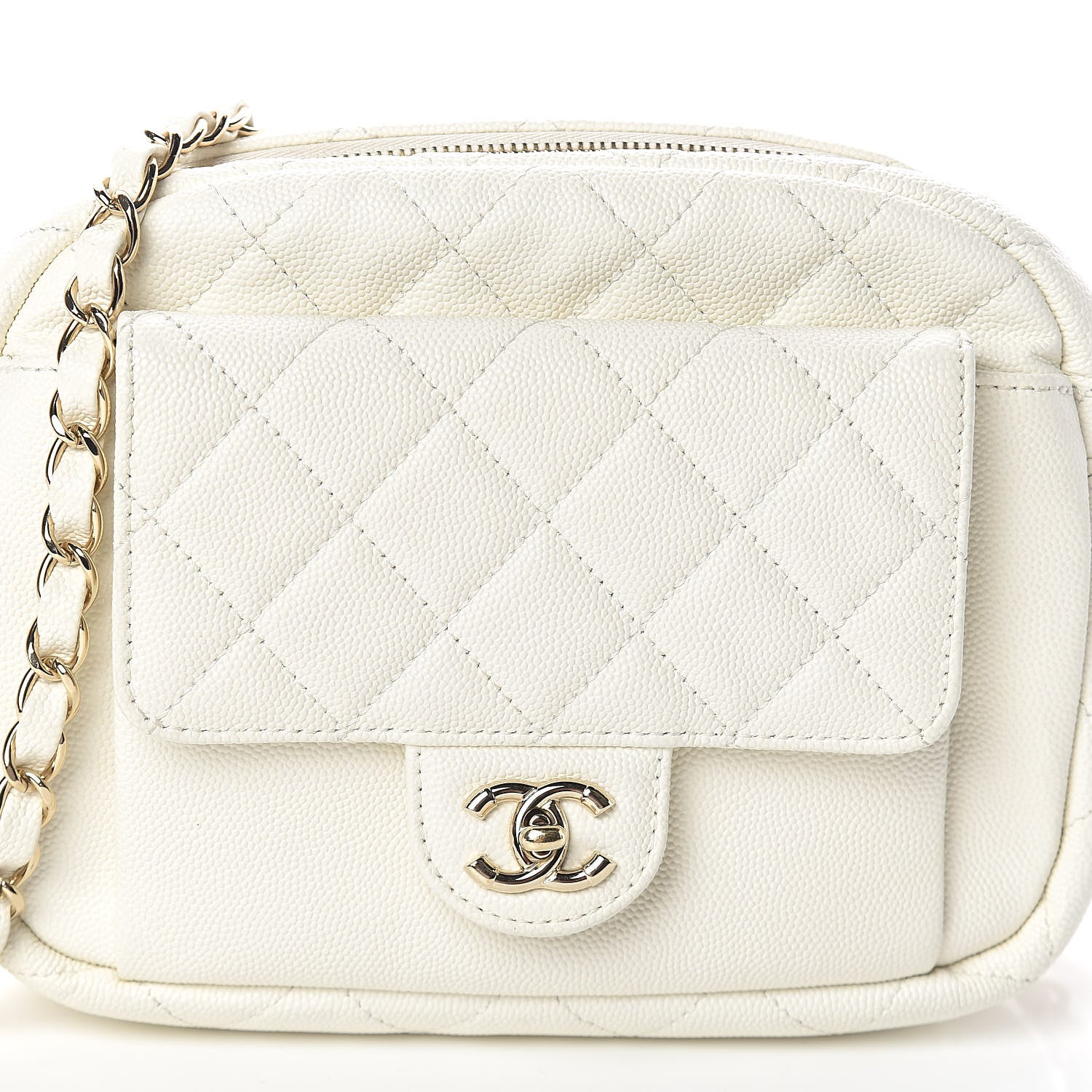 Chanel Caviar Quilted CC Day Camera Case White 8 of 10