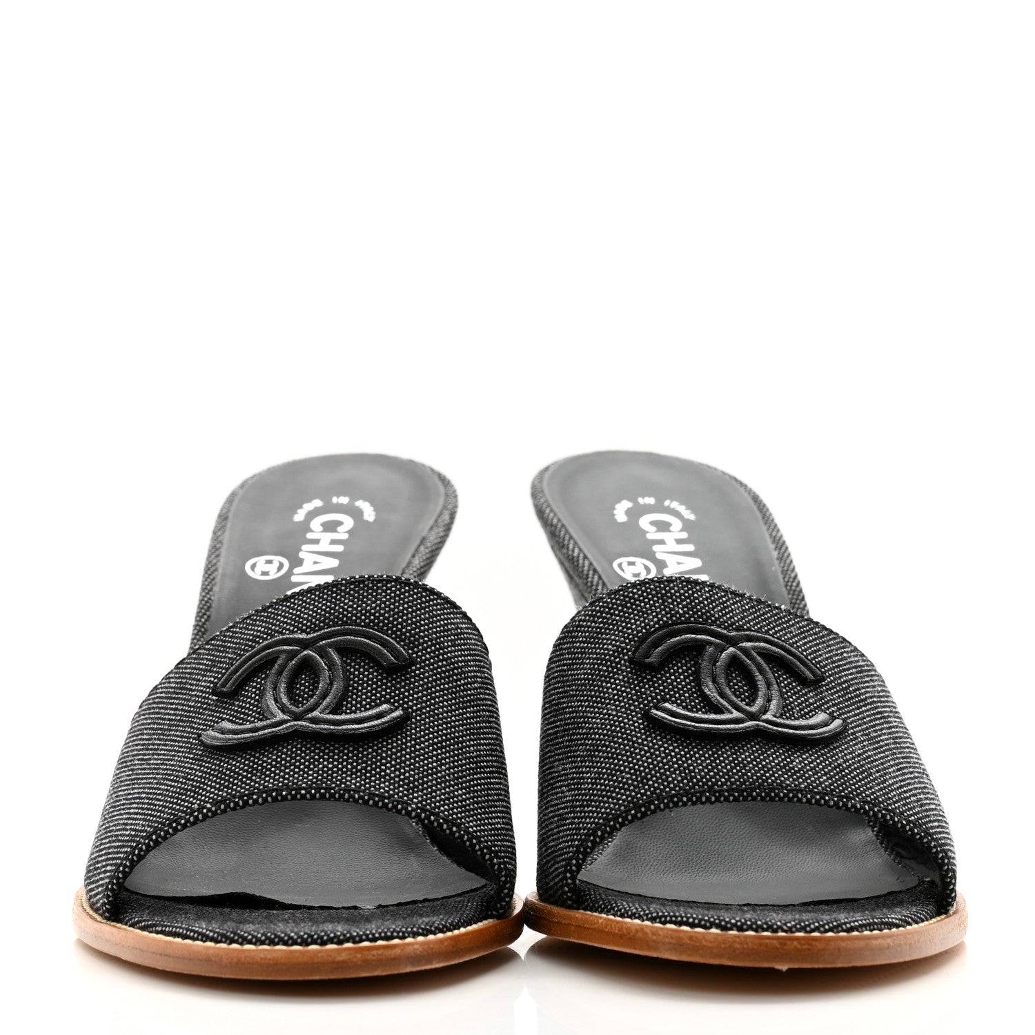 Chanel Canvas CC Wedge Sandals 40 Black 2 of 9
