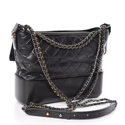 Chanel Aged Calfskin Quilted Medium Gabrielle Hobo Black 3 of 10