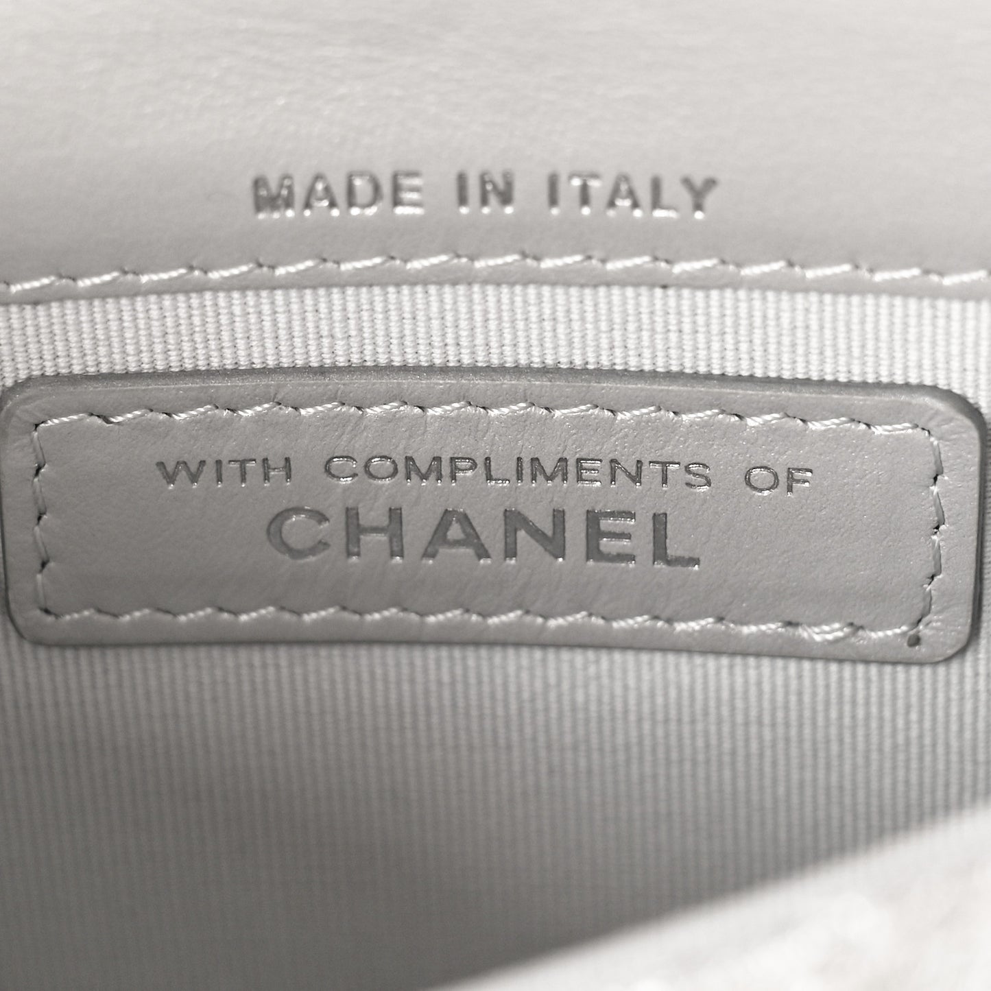 Metallic Goatskin Quilted Crystal CC Walk Of Fame Clutch With Chain Silver