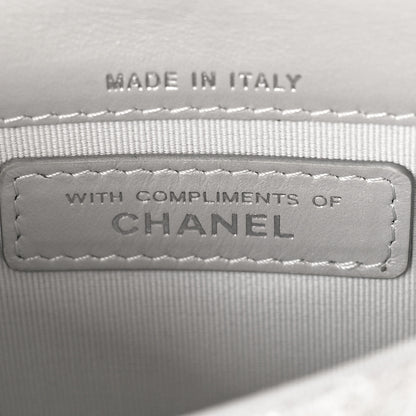 Chanel Metallic Goatskin Quilted Crystal CC Walk Of Fame Clutch With Chain Silver 6 of 10