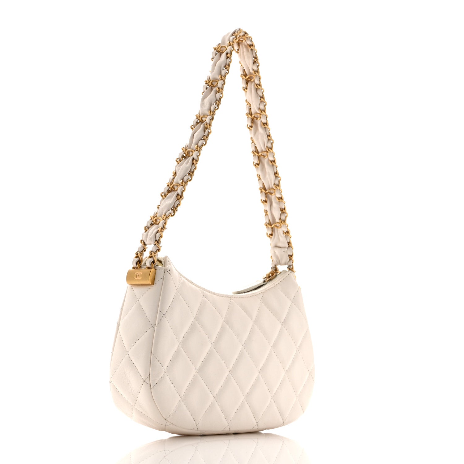 Chanel Aged Calfskin Quilted Small Chanel 19 Hobo White 3 of 10
