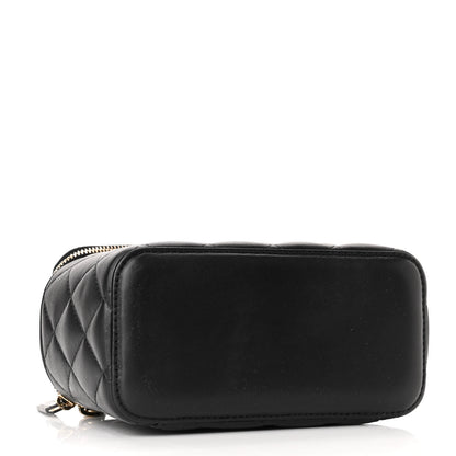 Chanel Lambskin Quilted Small Pearl Crush Vanity Case With Chain Black 4 of 11