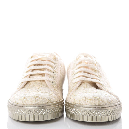 Chanel Tweed Sneakers 37 Beige Gold 2 of 7