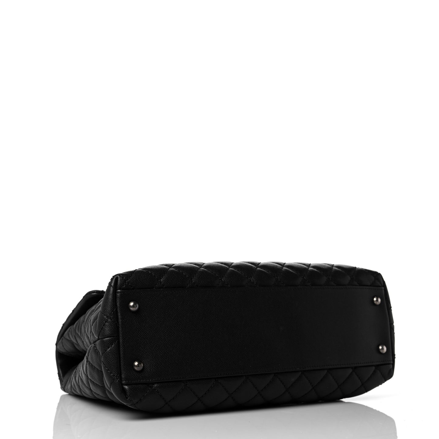 Caviar Quilted Large Coco Handle Flap Black