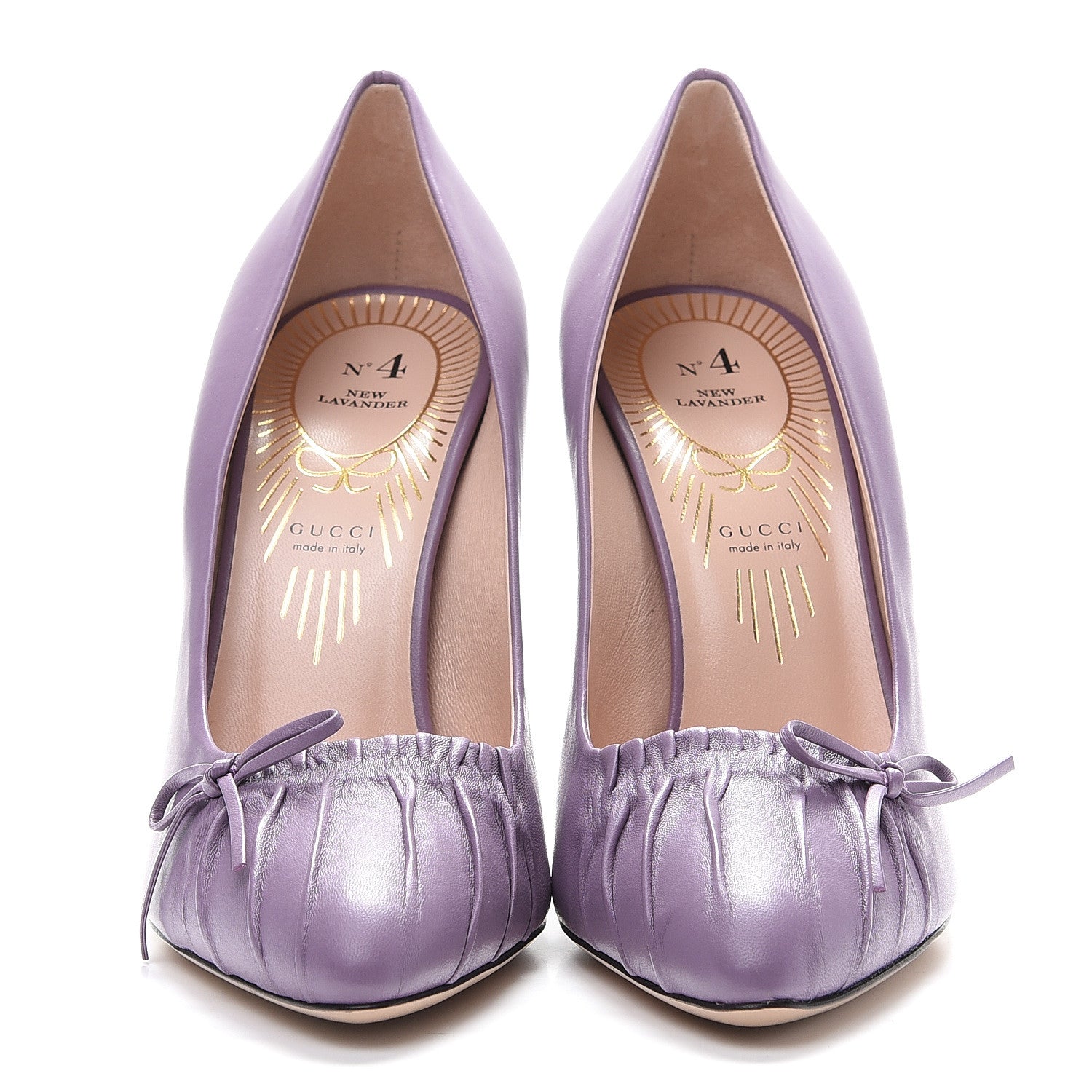 Gucci Nappa Bow High Heel Pumps 38.5 New Lavender 3 of 7