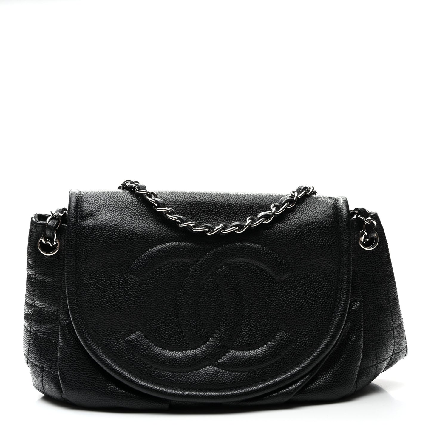 Caviar Half Moon Large Flap Black