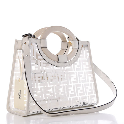 Fendi TPU FF Vitello Century Plexiglass Small Runaway Shopper Tote White 3 of 7