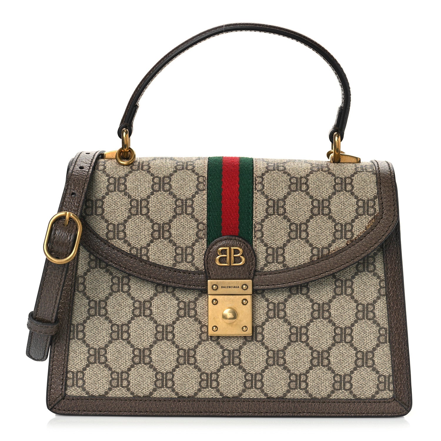 Gucci X BALENCIAGA BB Supreme Monogram Web Small Top Handle Bag Beige New Acero 1 of 9