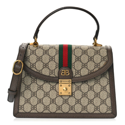 Gucci X BALENCIAGA BB Supreme Monogram Web Small Top Handle Bag Beige New Acero 1 of 9
