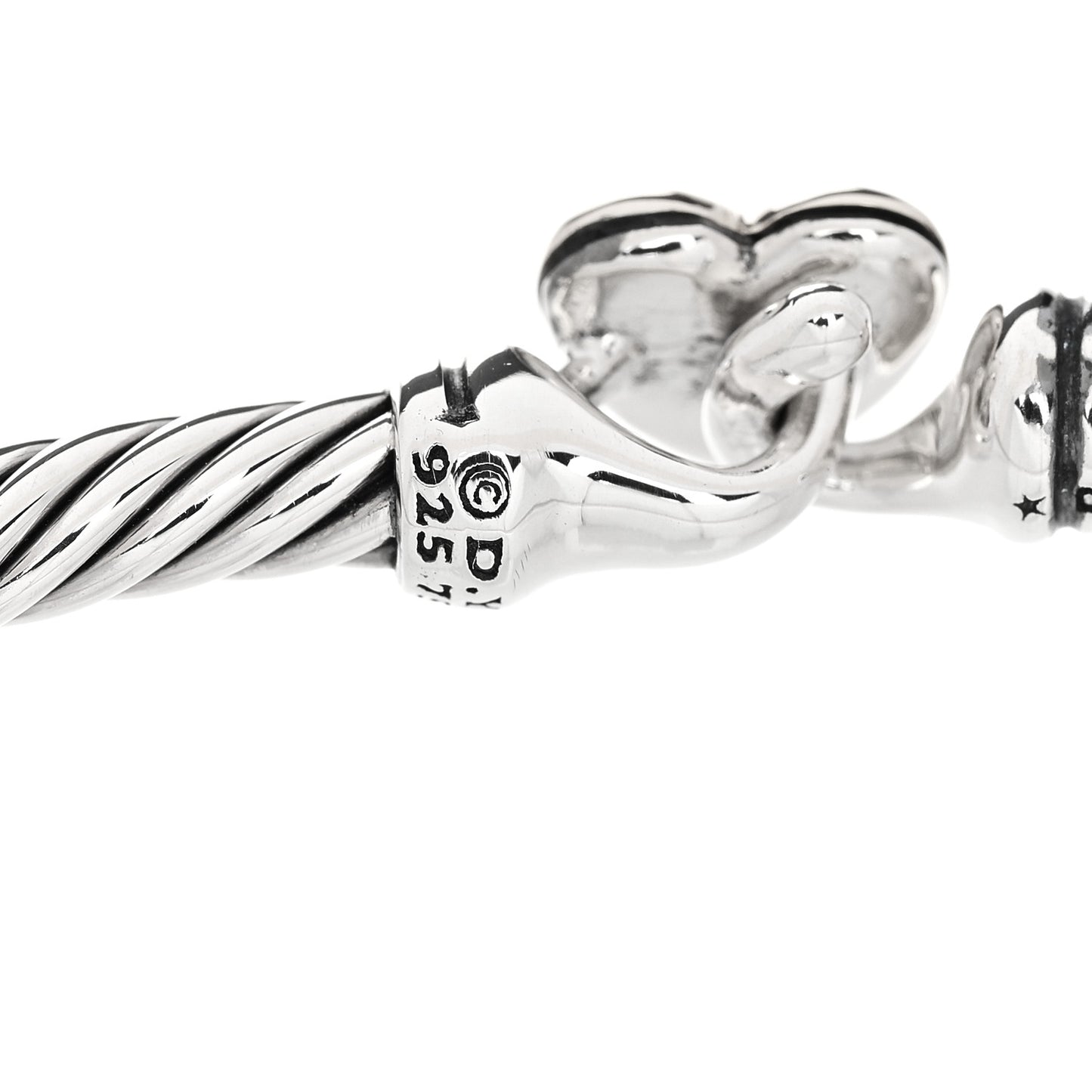 Sterling Silver 18K Yellow Gold 3mm Cable Collectibles Heart Bracelet