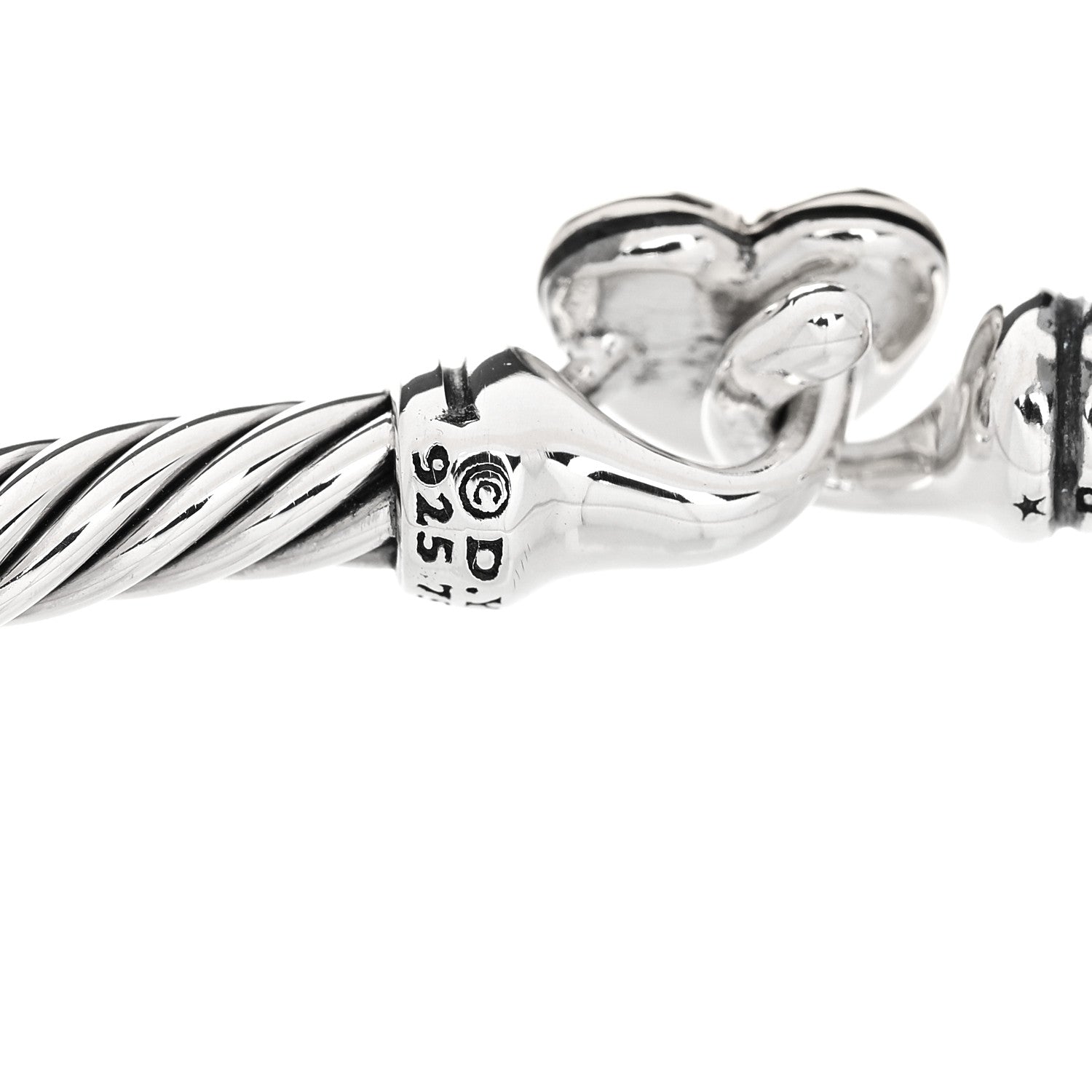 David Yurman Sterling Silver 18K Yellow Gold 3mm Cable Collectibles Heart Bracelet 3 of 4
